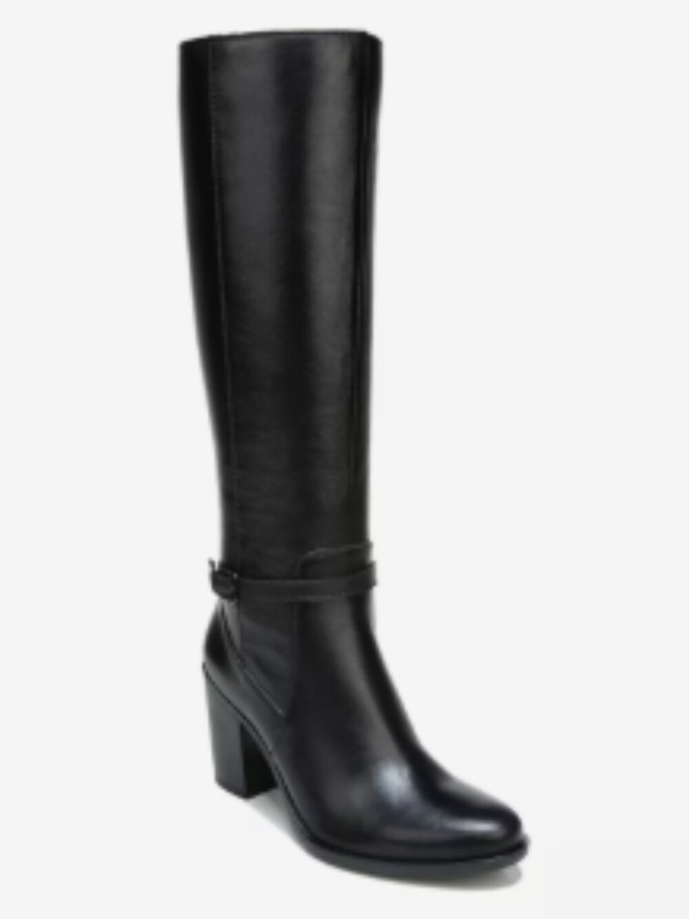 Naturalizer Black Knee-High Leather Block Heel Boots